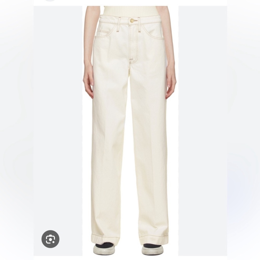 Frame Denim Cream Wide Leg Jeans